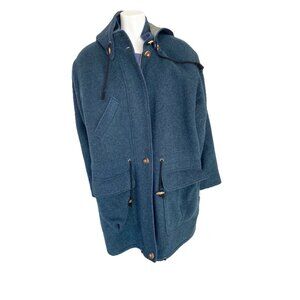 Loden for Wenger Austria Coat Wool Mohair Blue Womens 38 / US Large / XL
